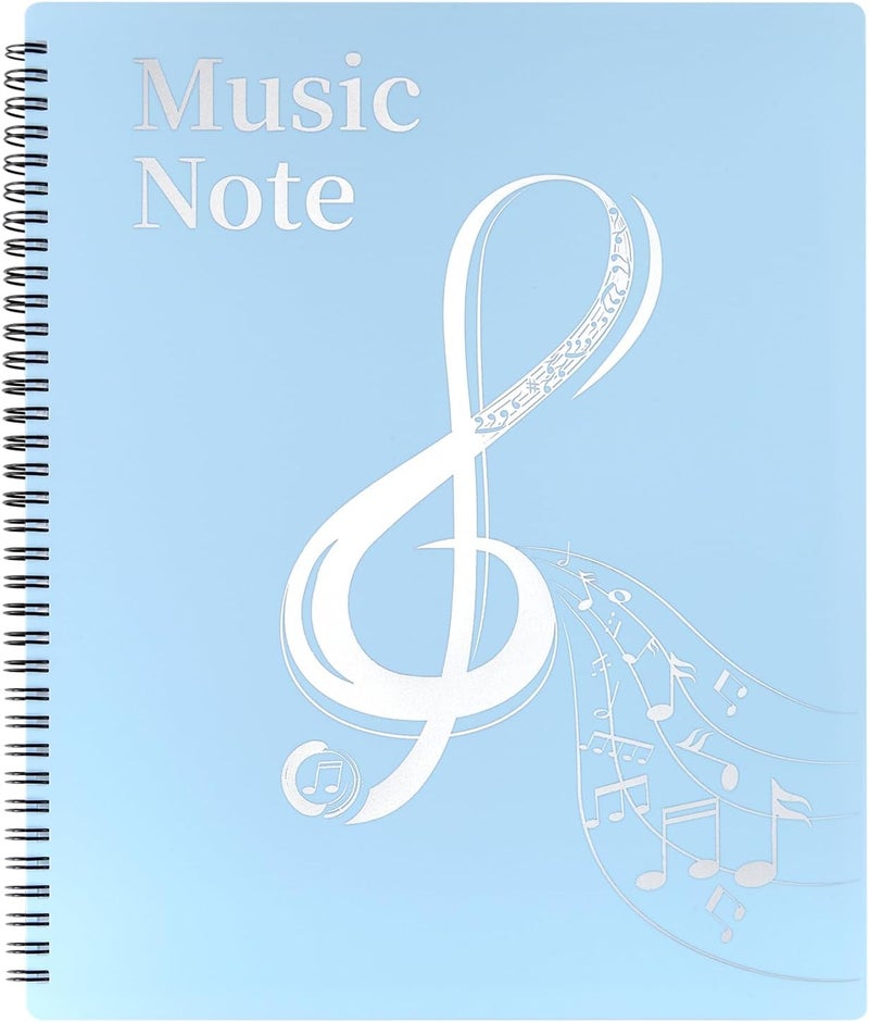 MUDOR Sheet Music Folder, 60 Pockets Fits Letter Size 8.5X 11 Inches, Allow Annotations, Eliminate Glare, Spiral Sheet Music Storage Holder Binder Organizer, Blue - Image 1